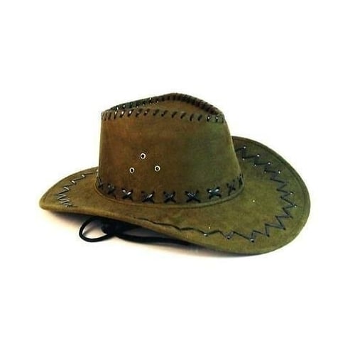 1  OLIVE GREEN COLOR LEATHER style COWBOY WESTERN HAT  cowgirl mens womens Image 1