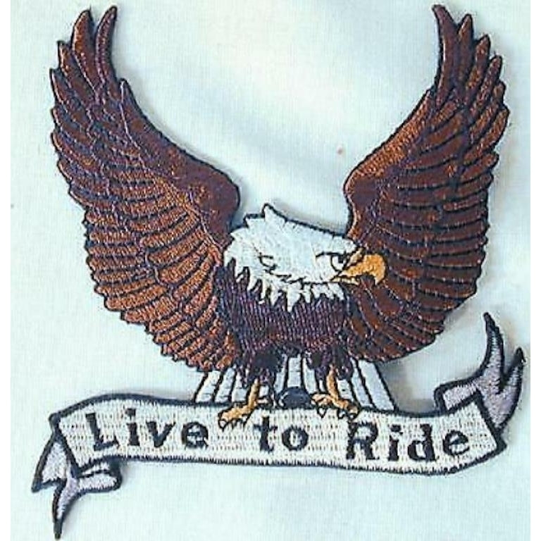 1  JUMBO LIVE TO RIDE BROWN EAGLE USA JACKET BACK PATCH JBP24 EMBROIDERED Image 1