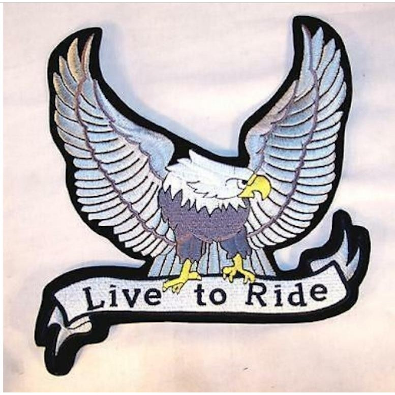 1  JUMBO LIVE TO RIDE SILVER EAGLE USA JACKET BACK PATCH JBP25 EMBROIDERED Image 1