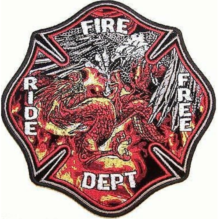 1  JUMBO FIRE DEPARTMENT EAGLE AND DRAGON FIGHTING JACKET BACK PATCH JBP35 Image 1