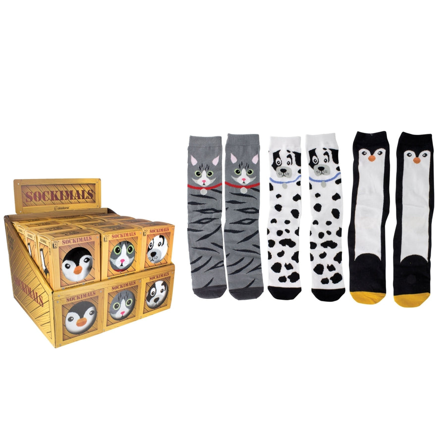 (3 Pack) Sockimals Ladies Animal Face Socks with Gift BoxesOne Size Image 1