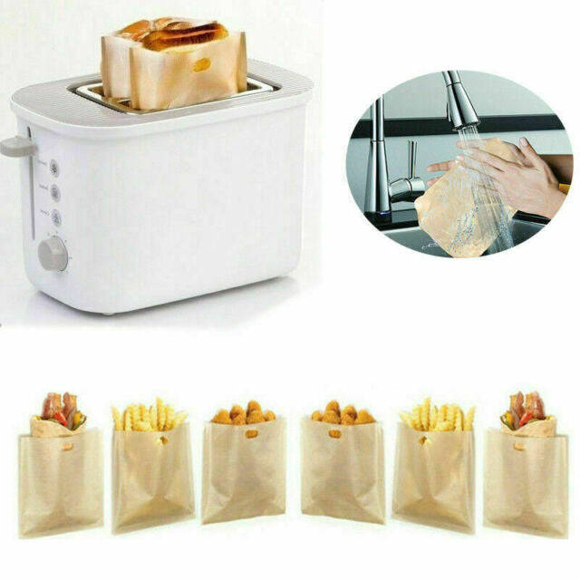 (9 pack) RL Treats Non Stick Reusable Toaster Bags Toaster Sleeves for Sandwich and Grilling Image 7