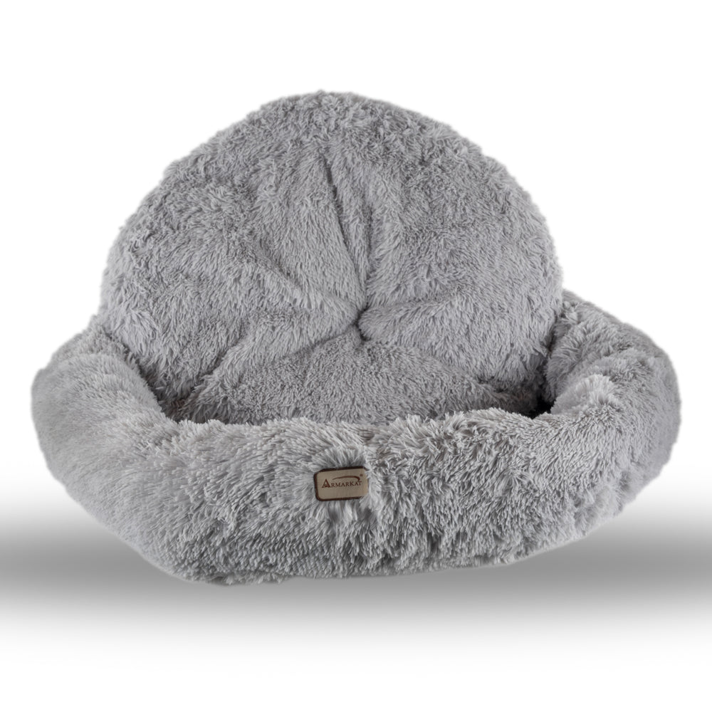 Armarkat Extra LargeFluffy Gray Round Cat Bed - C71NHS Image 2