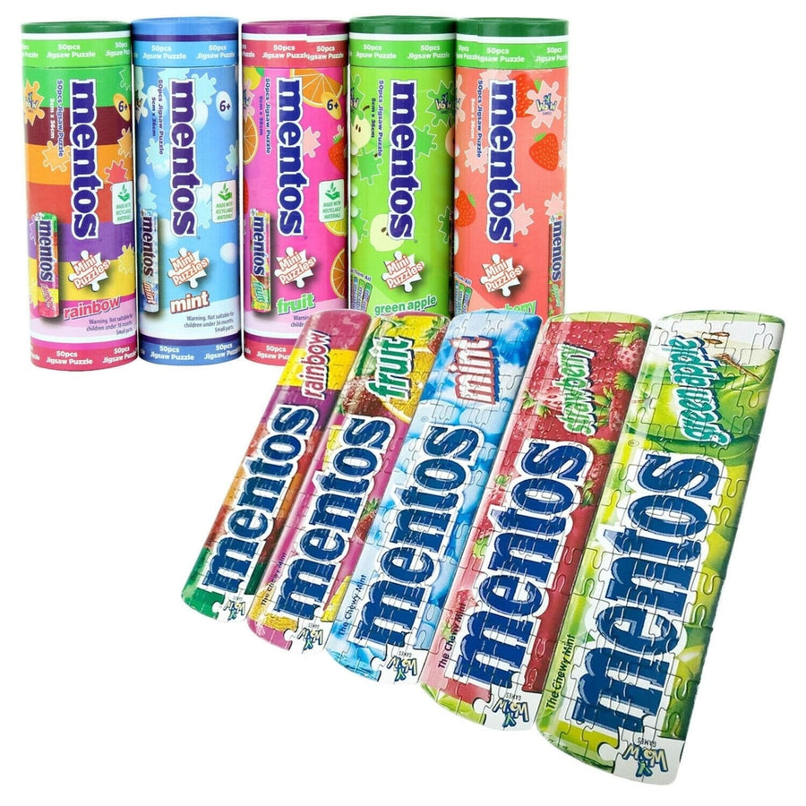 Mentos Mini Jigsaw Puzzle 5-pack 3"x10" Colorful Candy Bundle Set YWOW Image 1