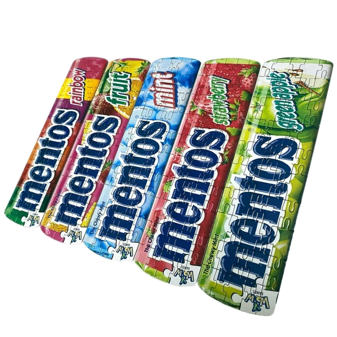 Mentos Mini Jigsaw Puzzle 5-pack 3"x10" Colorful Candy Bundle Set YWOW Image 4