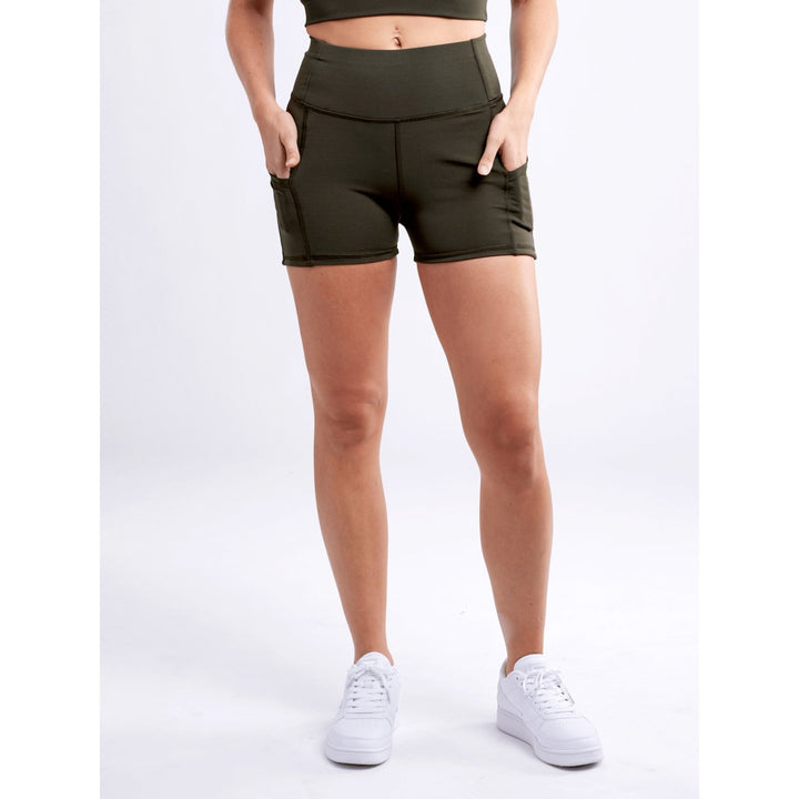 High-Waisted Athletic Shorts with Side Pockets Image 1