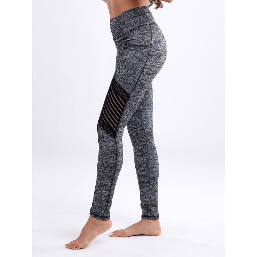 High-Waisted Pilates Leggings with Side Pockets and Mesh Panels Image 1