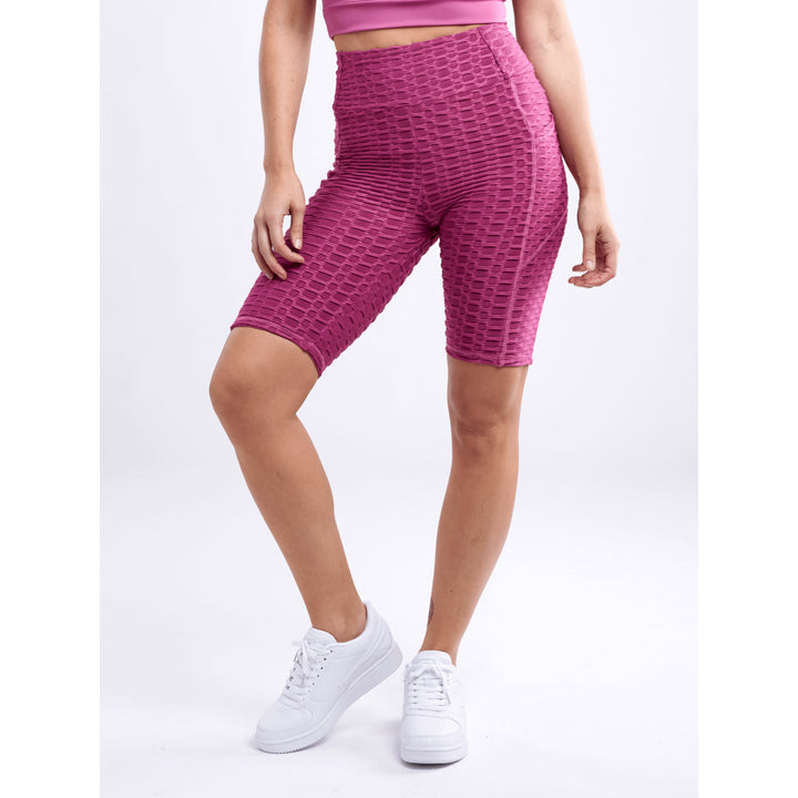 High-Waisted Scrunch Yoga Shorts with Hip Pockets Image 4