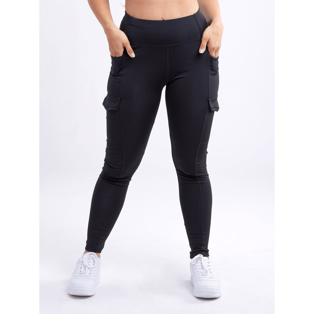 High-Waisted Leggings with Side Cargo Pockets Image 2