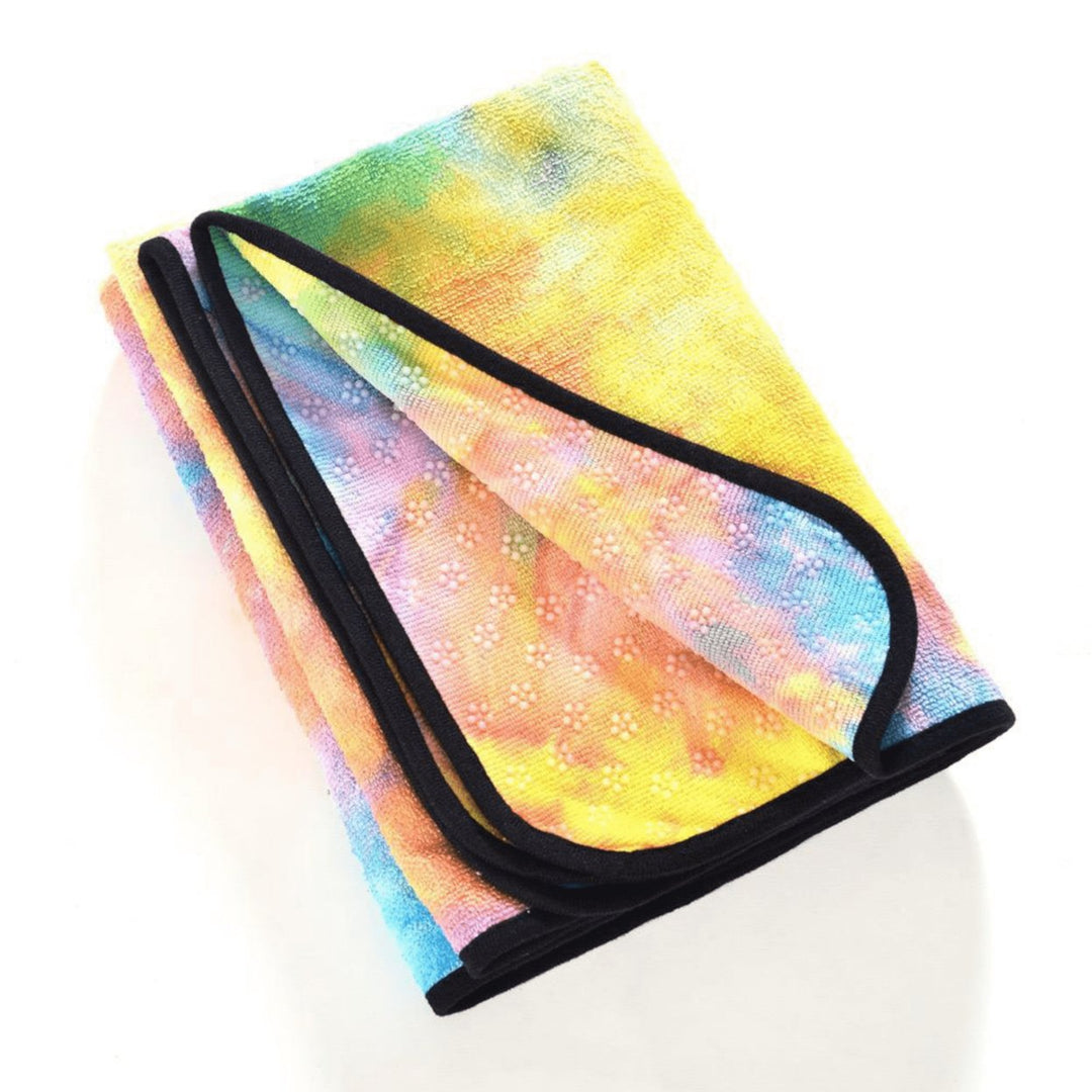 Tie Dye Yoga Mat Towel with Slip-Resistant Grip Dots Image 1