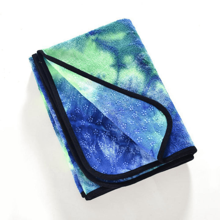 Tie Dye Yoga Mat Towel with Slip-Resistant Grip Dots Image 4