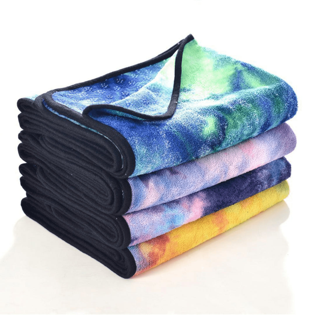 Tie Dye Yoga Mat Towel with Slip-Resistant Grip Dots Image 7