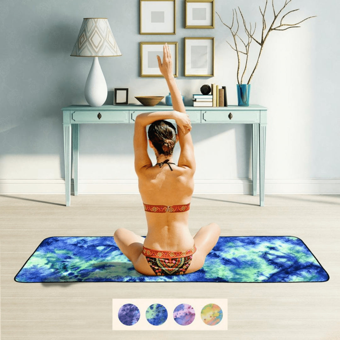 Tie Dye Yoga Mat Towel with Slip-Resistant Grip Dots Image 12