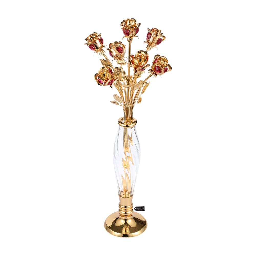 Matashi 24K Gold Dipped Crystal Studded Rose Bouquet in an Elegant VaseBeautiful Flower Ornament Crafted with Crystals Image 2