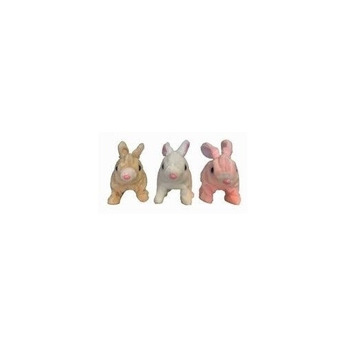 1 PIECE OF  ASSORTED COLOR  FUZZY HOPPING WALKING BUNNY WITH SOUND easter rabbit bunnies baby toy Image 1