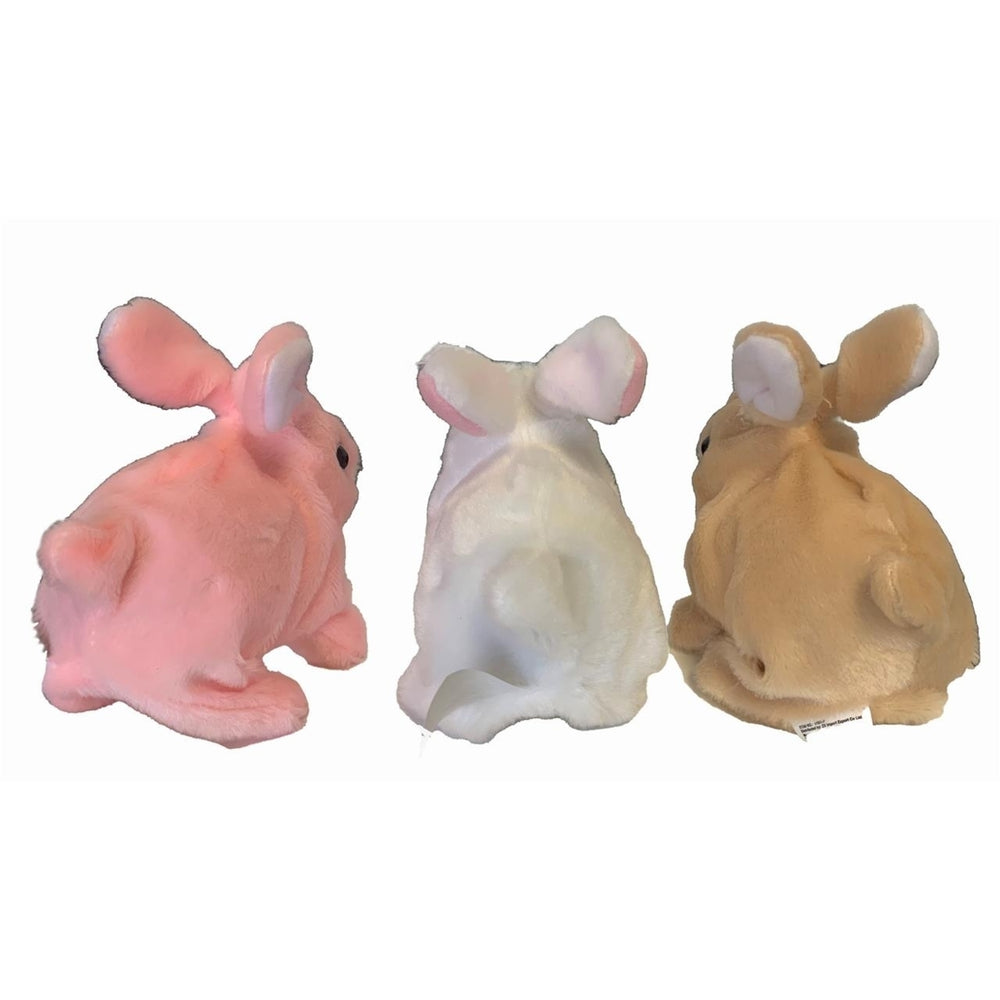 1 PIECE OF  ASSORTED COLOR  FUZZY HOPPING WALKING BUNNY WITH SOUND easter rabbit bunnies baby toy Image 2