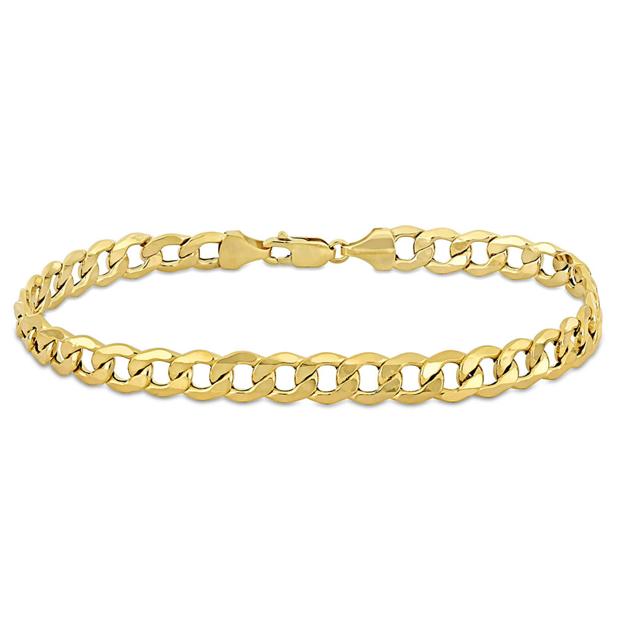 Mens Curb Link Chain Bracelet in 10k Yellow Gold Image 1