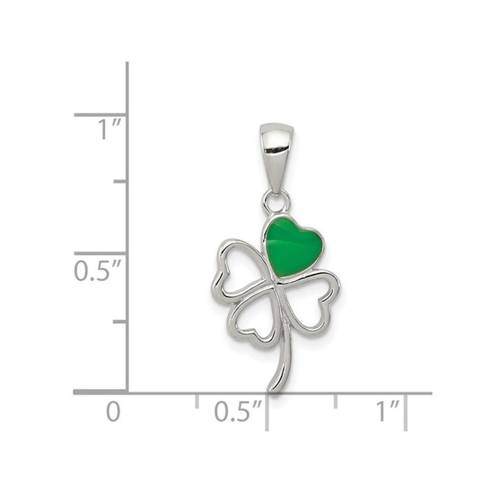 Sterling Silver Four Leaf Clover Heart Charm Pendant Necklace with Chain Image 2