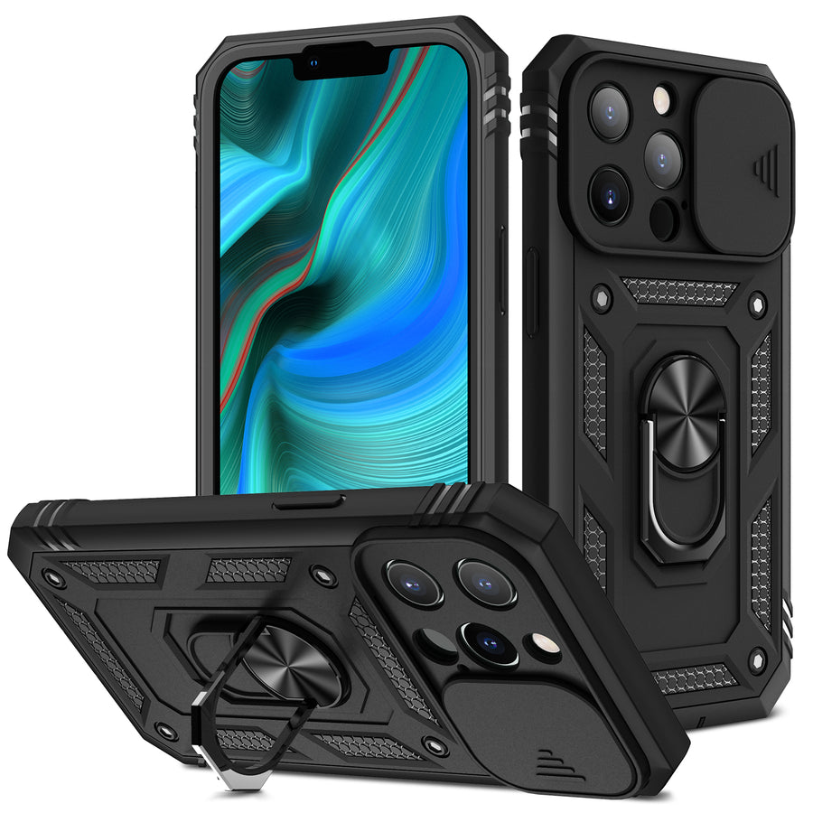 navor Military-Grade Hard Case Ring Car Mount Kickstand Shockproof Full Body Protective Anti-Slip Case for iPhone 13 Pro Image 1