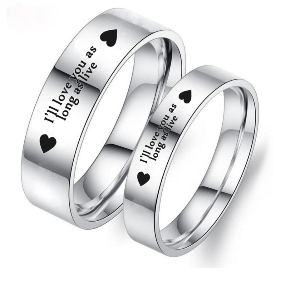 I Will Love You As Long As Live Titanium Steel Couple Ring Wedding Jewelry Gift Image 1