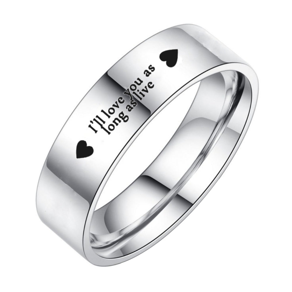 I Will Love You As Long As Live Titanium Steel Couple Ring Wedding Jewelry Gift Image 2