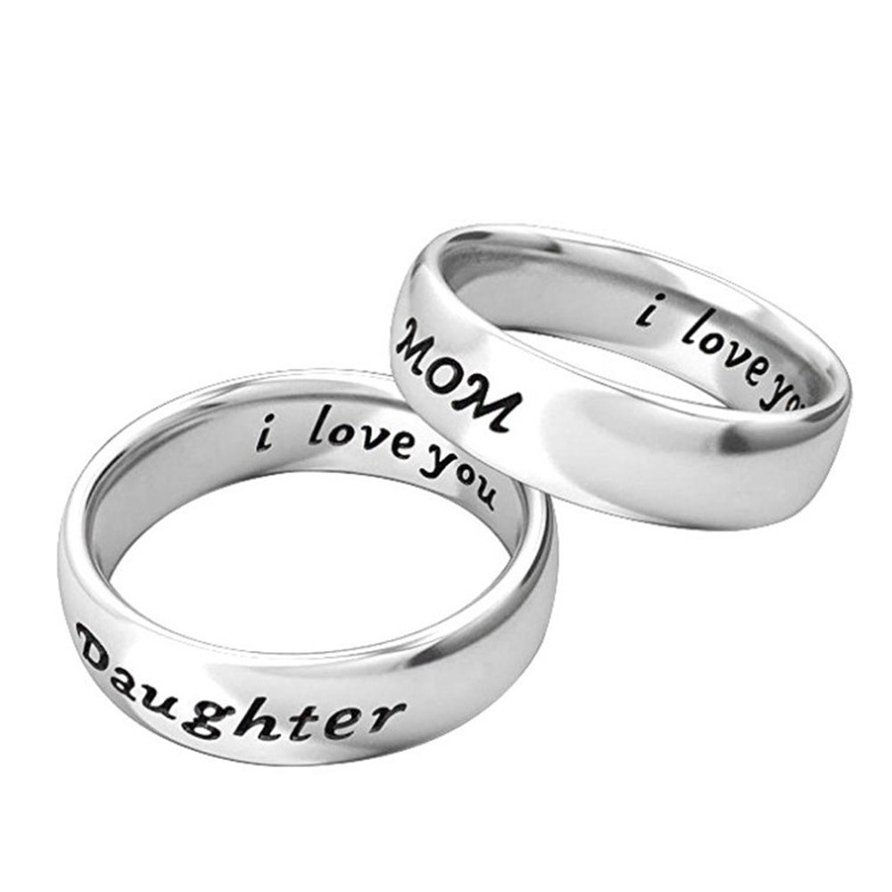 Titanium Steel Mom Son I Love You Carved Letter Finger Ring Mothers Day Jewelry Image 2