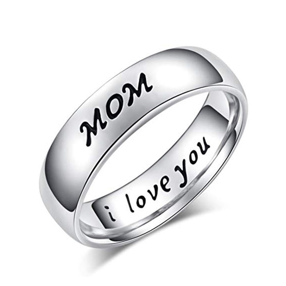 Titanium Steel Mom Son I Love You Carved Letter Finger Ring Mothers Day Jewelry Image 3