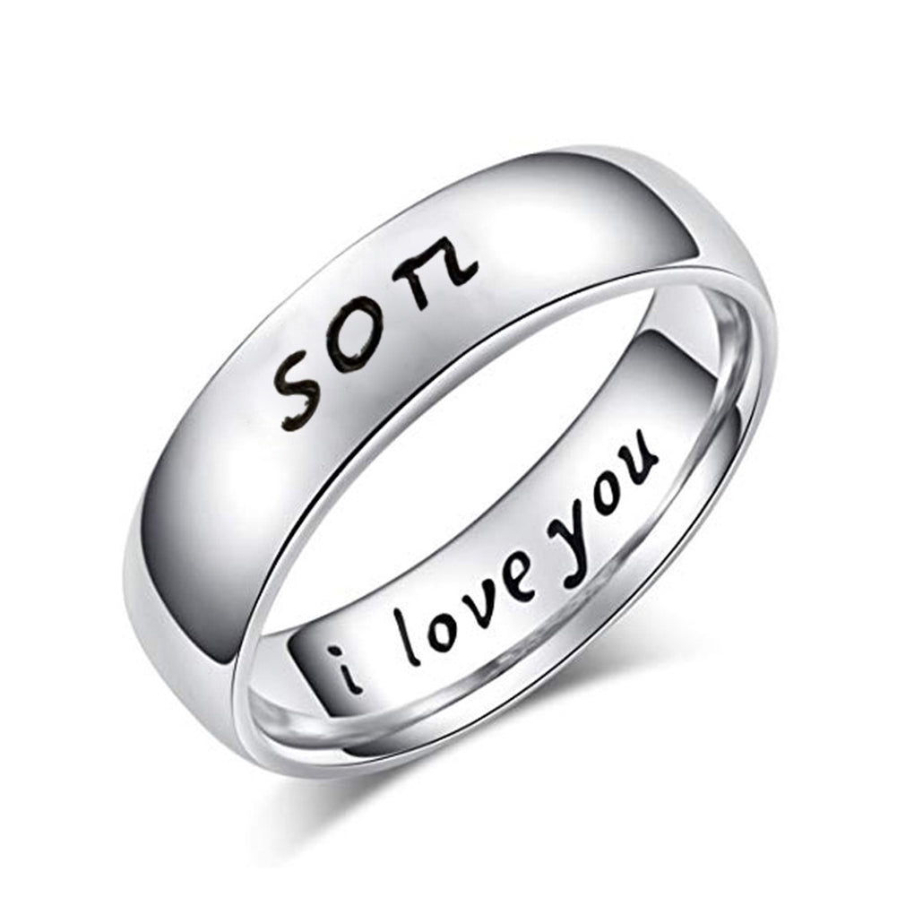Titanium Steel Mom Son I Love You Carved Letter Finger Ring Mothers Day Jewelry Image 4