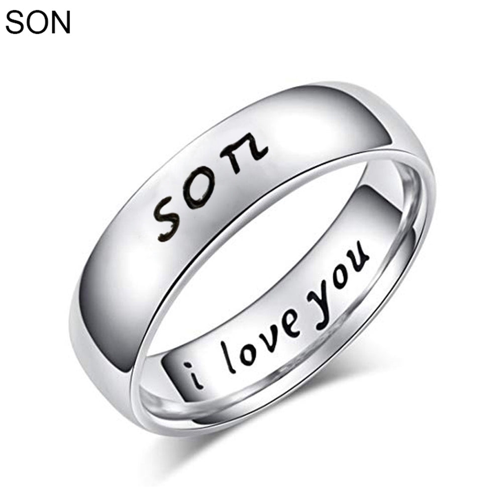 Titanium Steel Mom Son I Love You Carved Letter Finger Ring Mothers Day Jewelry Image 6