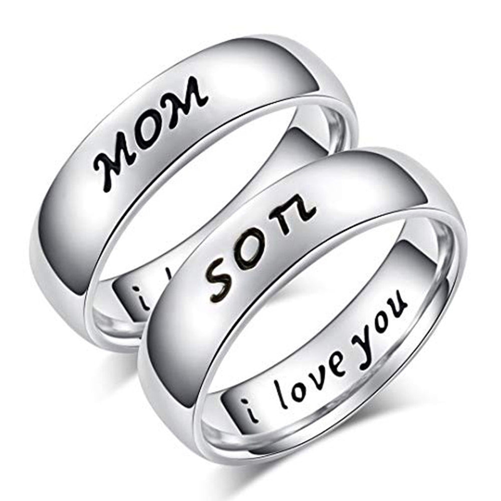 Fashion English Letter I love You Mom Daughter Son Dad Finger Ring Jewelry Gift Image 2