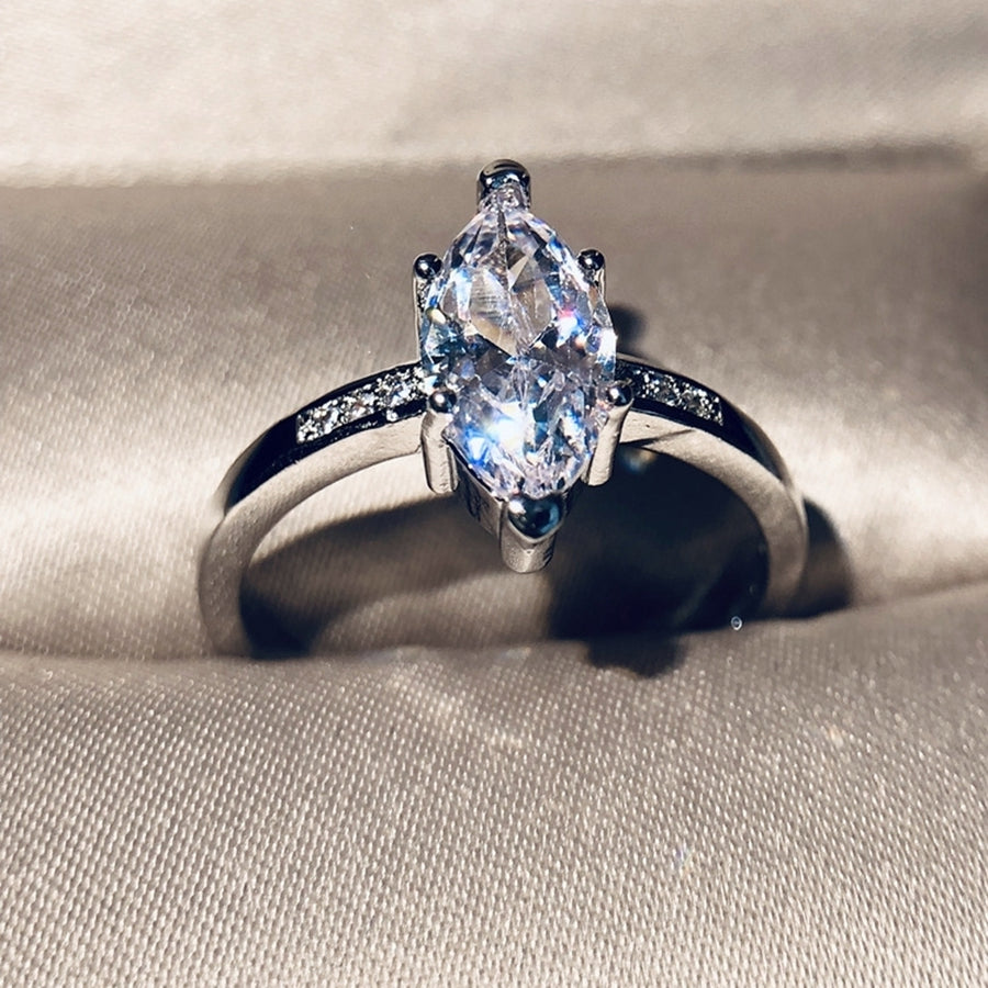 Glitter Bridal Wedding Engagement Jewelry Marquise Cut Rhinestone Finger Ring Image 1