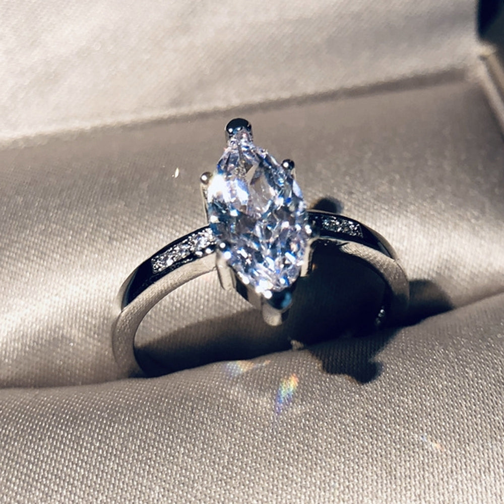 Glitter Bridal Wedding Engagement Jewelry Marquise Cut Rhinestone Finger Ring Image 2