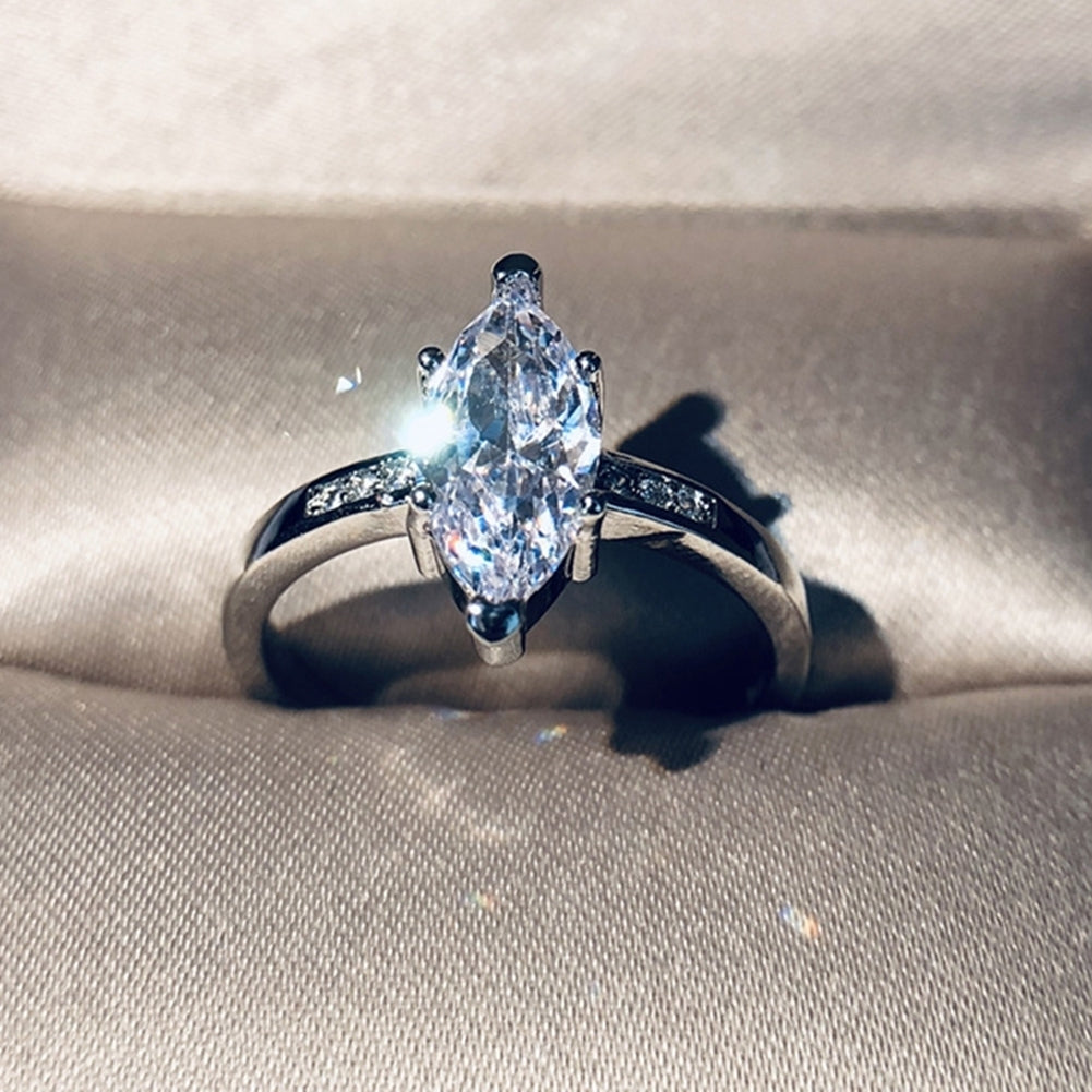 Glitter Bridal Wedding Engagement Jewelry Marquise Cut Rhinestone Finger Ring Image 3