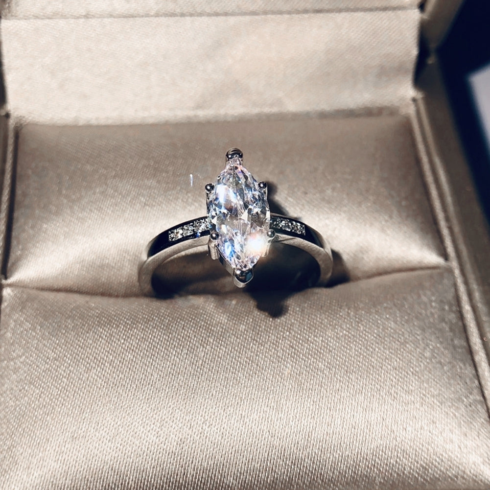 Glitter Bridal Wedding Engagement Jewelry Marquise Cut Rhinestone Finger Ring Image 4