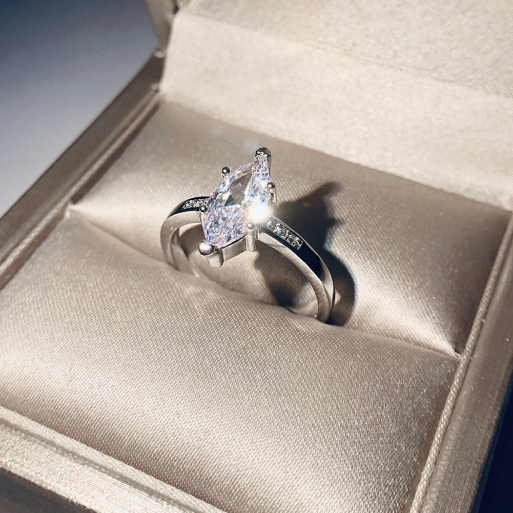 Glitter Bridal Wedding Engagement Jewelry Marquise Cut Rhinestone Finger Ring Image 6
