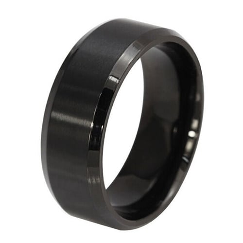 Fashion 8MM Titanium Steel Band Ring Men Wedding  Engagement Jewelry Black Image 1