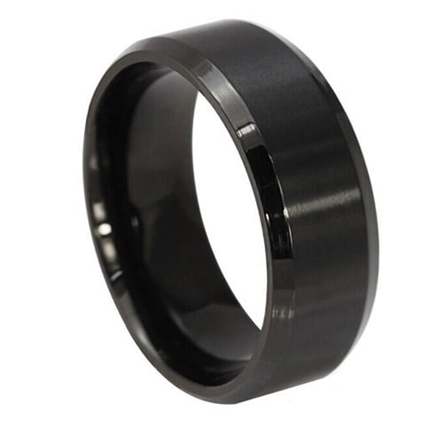 Fashion 8MM Titanium Steel Band Ring Men Wedding  Engagement Jewelry Black Image 4