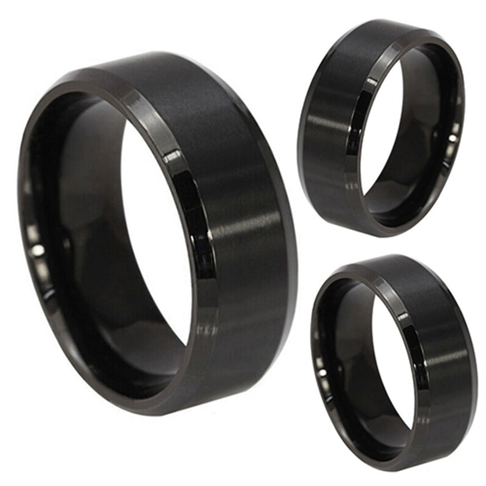 Fashion 8MM Titanium Steel Band Ring Men Wedding  Engagement Jewelry Black Image 6