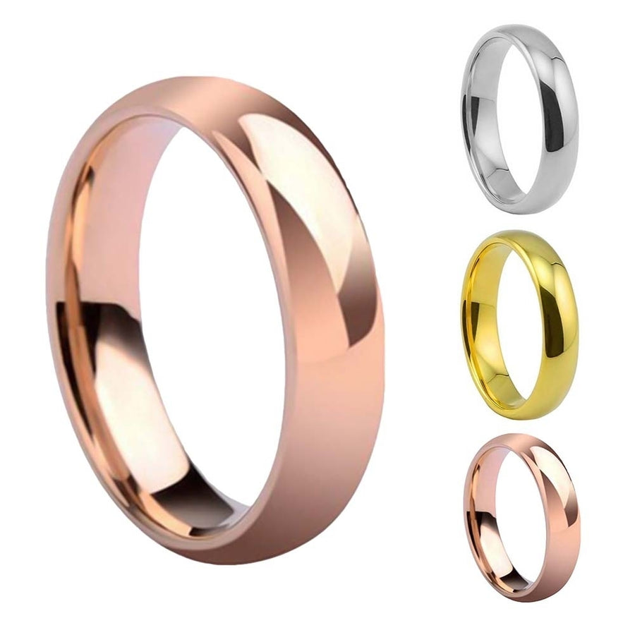 Fashion Unisex Fine Polishing Dome Stainless Steel Finger Ring Wedding Jewelry Image 1
