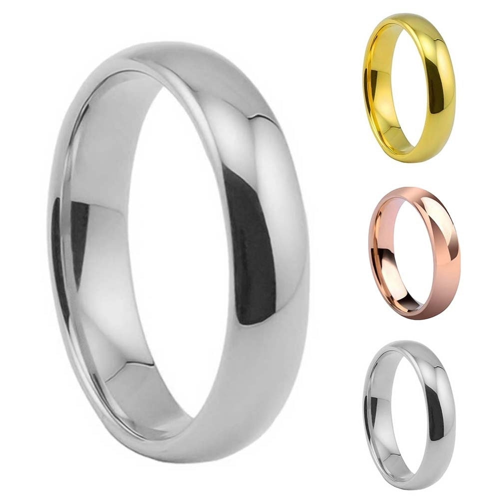 Fashion Unisex Fine Polishing Dome Stainless Steel Finger Ring Wedding Jewelry Image 2