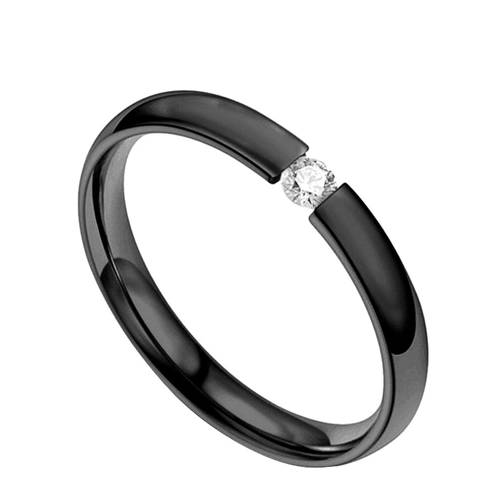 Unisex Fashion Cubic Zirconia Stainless Steel Couple Wedding Finger Ring Jewelry Image 2