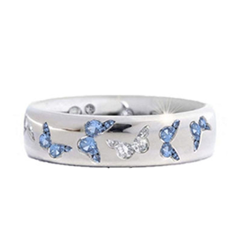 Fashion Women Butterfly Cubic Zirconia Inlaid Finger Ring Wedding Party Jewelry Image 9