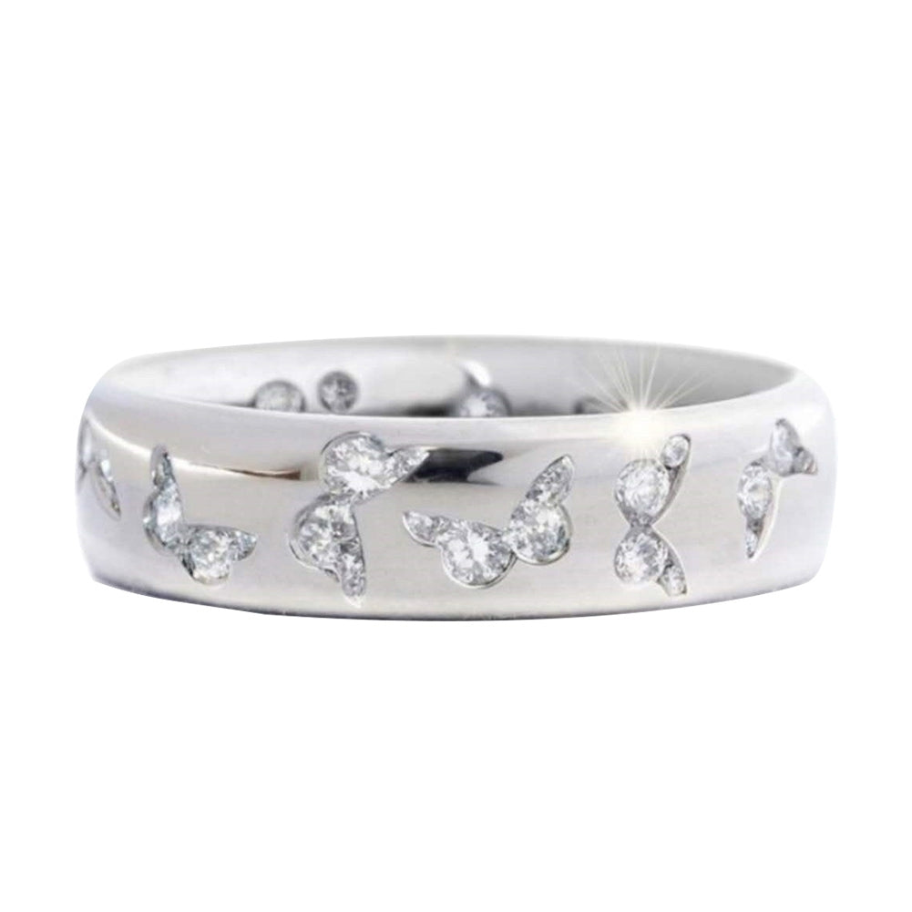 Fashion Women Butterfly Cubic Zirconia Inlaid Finger Ring Wedding Party Jewelry Image 11