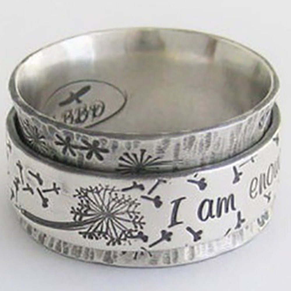 Unisex Retro Letter I Am Enough Loyal Love Couple Ring Anniversary Jewelry Gift Image 2