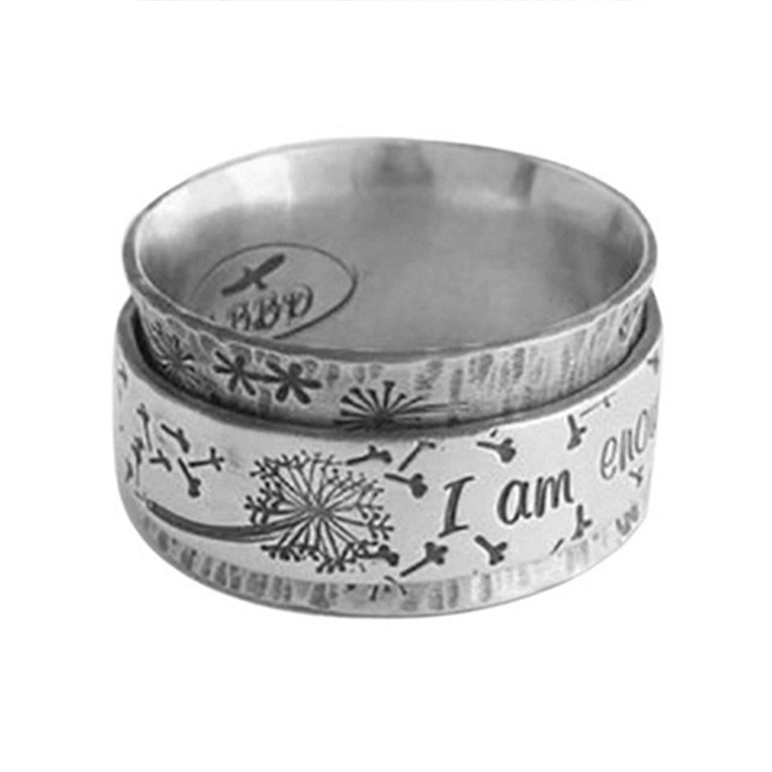 Unisex Retro Letter I Am Enough Loyal Love Couple Ring Anniversary Jewelry Gift Image 4