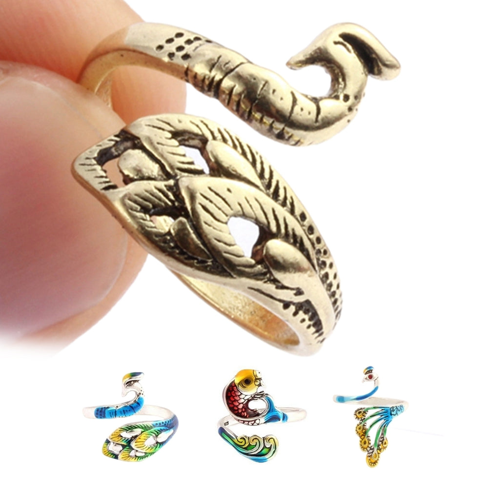 Crochet Loop Peacock Design Adjustable Sewing Ring Wear Thimble Knitting Supplies for Household Image 2
