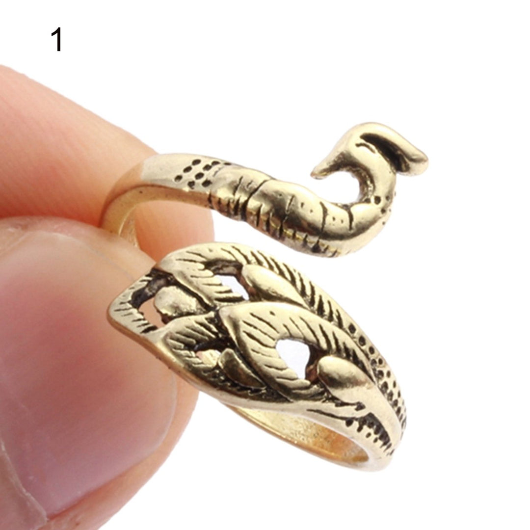 Crochet Loop Peacock Design Adjustable Sewing Ring Wear Thimble Knitting Supplies for Household Image 1