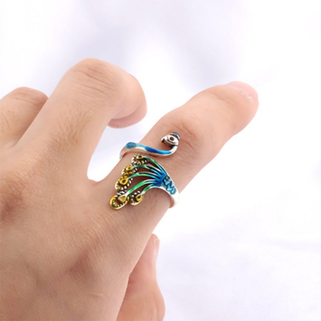 Crochet Loop Peacock Design Adjustable Sewing Ring Wear Thimble Knitting Supplies for Household Image 12