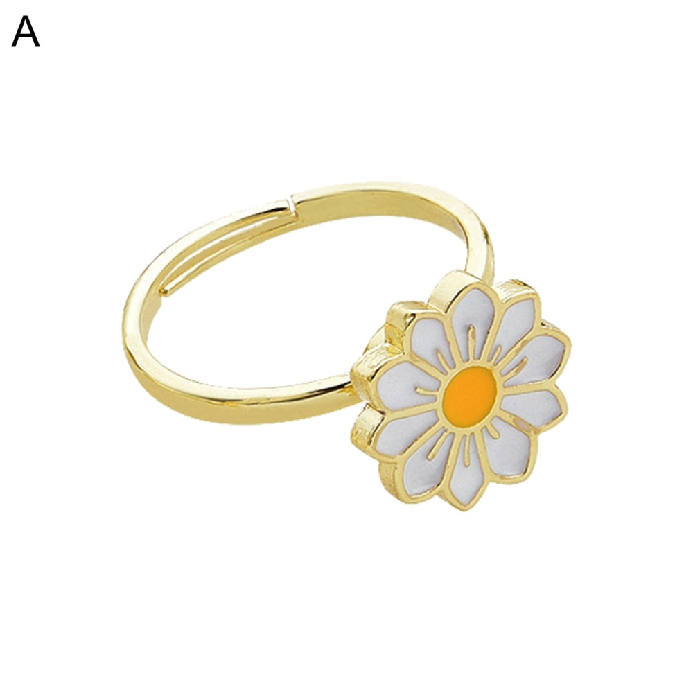 Women Ring Butterfly Adjustable Opening Jewelry Rotatable Chrysanthemum Finger Ring for Wedding Image 2