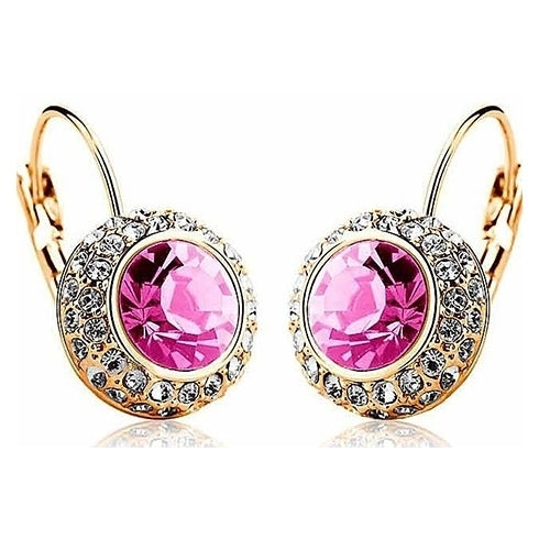 Womens Luxury Big Shiny Rhinestone Ear Piercing Studs Hook Earrings Jewelry Image 2